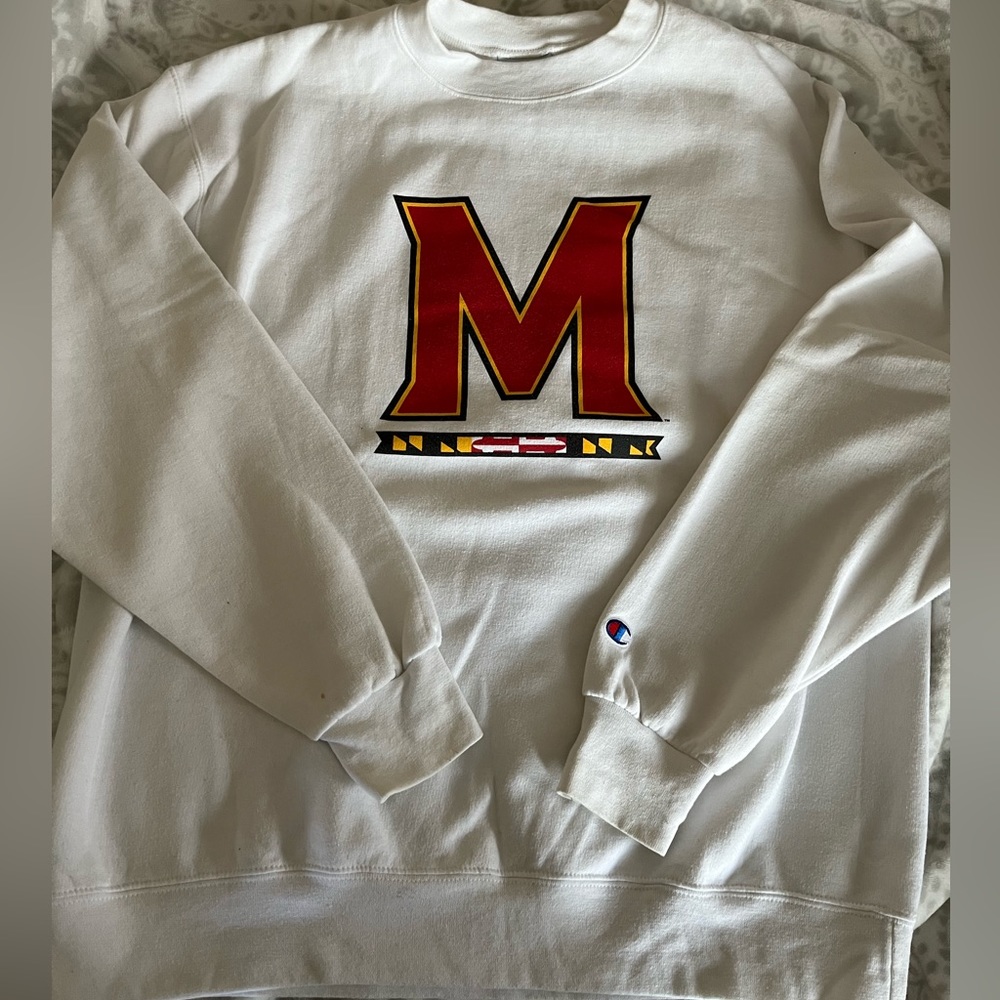 White University of Maryland Champion Crewneck
